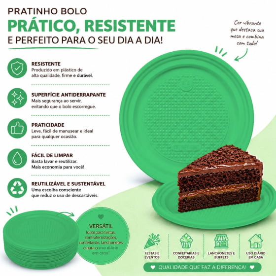 Prato de Bolo Descartável 15 cm Escolha a Cor - 10 unidades