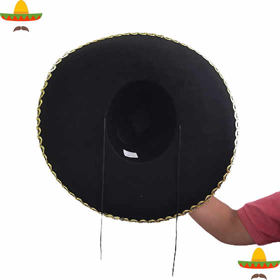 Chapéu Sombrero Mexicano Importado Preto Festa Mexicana