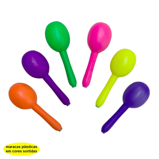 Maraca Chocalho De Plástico Colorida Kit Com 40 Melhor Preço