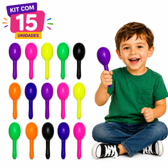 Maraca De Plástico Colorida Kit Com 15 Melhor Preço Do Site! Maraca De Plástico Colorida Kit Com 15 Melhor Preço Do Site!