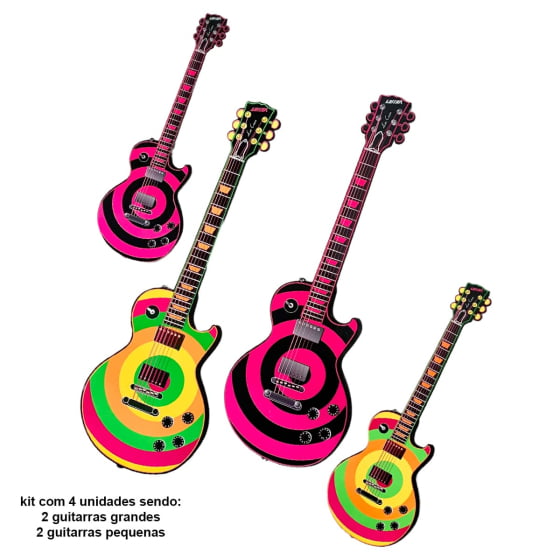 Kit Guitarras Neon Festa Retrô Musical