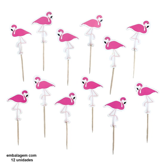 Palito Decorativo Flamingo de Papel Festa Tropical
