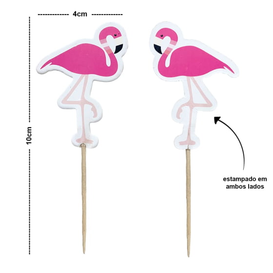 Palito Decorativo Flamingo de Papel Festa Tropical