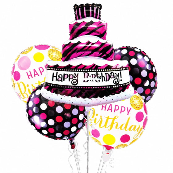 Kit Balão Metalizado Happy Birthday com 5 Peças