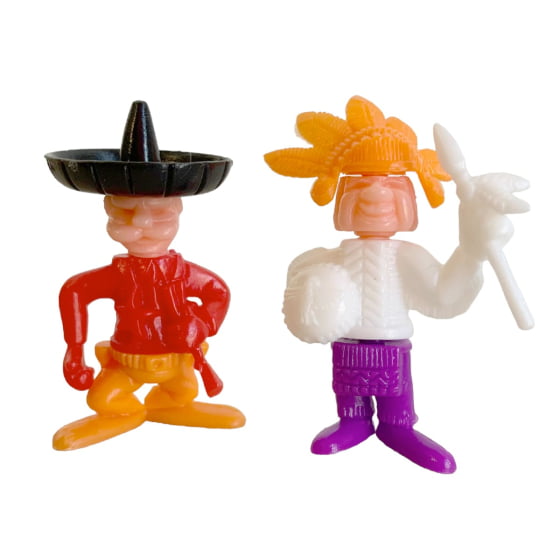 Mini Brinquedo Índio Apache e Cowboy Velho Oeste