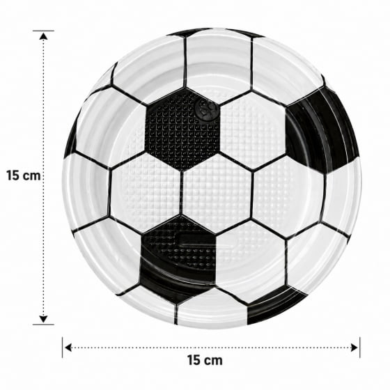 Prato de Bolo Descartável 15 cm Tema Futebol - 10 unidades