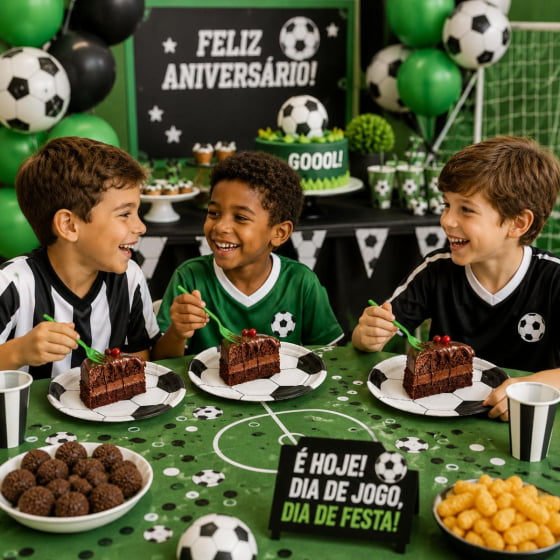 Prato de Bolo Descartável 15 cm Tema Futebol - 10 unidades Prato de Bolo Descartável 15 cm Tema Futebol - 10 unidades