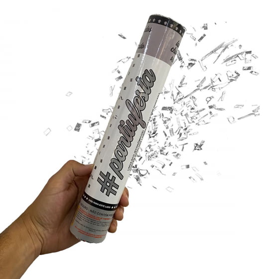 Lança Confete Metalizado Prata 30 cm