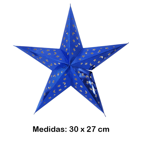 Luminária Estrela Pequena Azul 30x27 cm