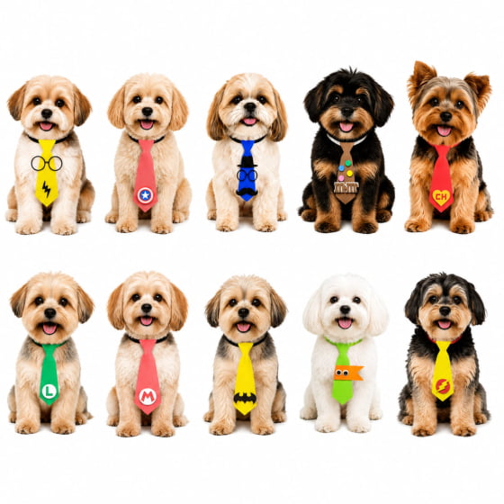 Gravatas Divertidas Para Pets - Pacote com 10 unidades