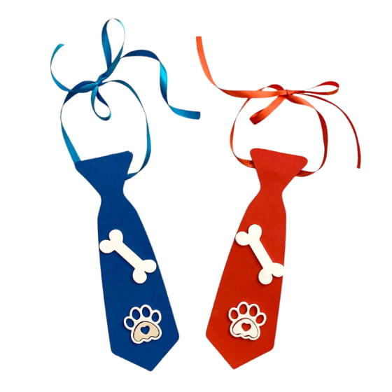 Kit Com 2 Gravatas Ossinho E Patinha Para Pets Cães E Gatos