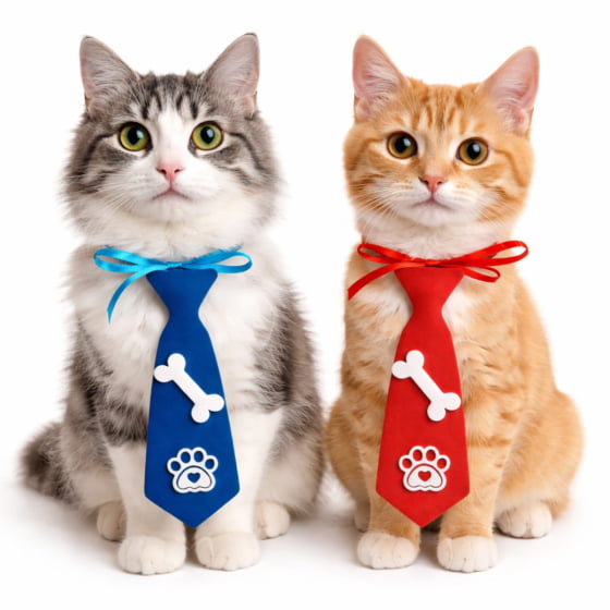 Kit Com 2 Gravatas Ossinho E Patinha Para Pets Cães E Gatos