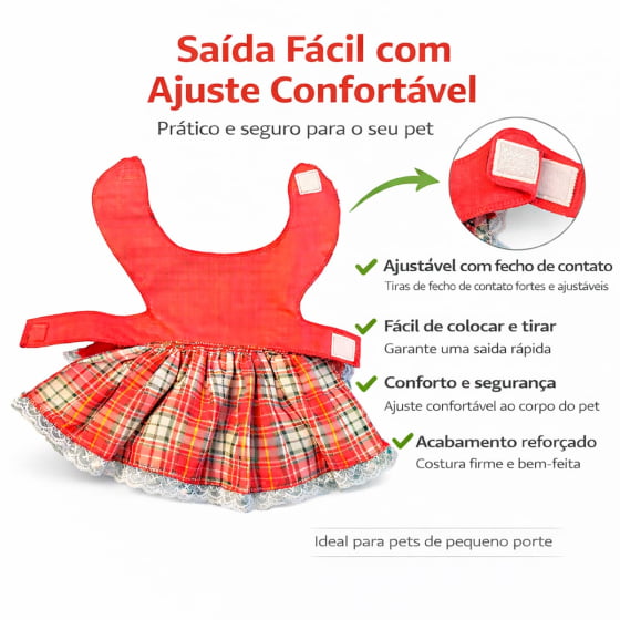 Vestido Junino Xadrez Pet Pequeno Porte
