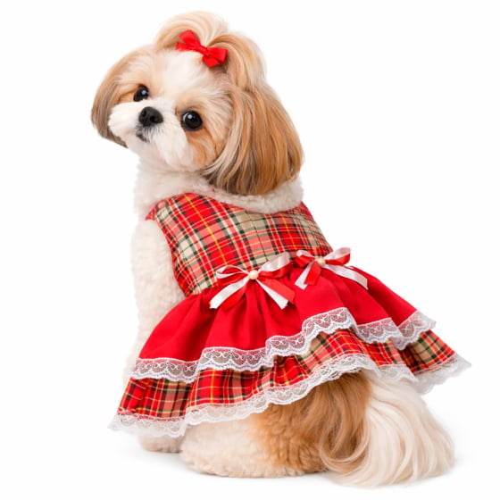 Vestido Junino Xadrez Pet Pequeno Porte