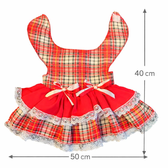 Vestido Junino Xadrez Pet Pequeno Porte