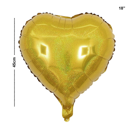 Balão Metalizado Coração 18 Polegadas Holográfico