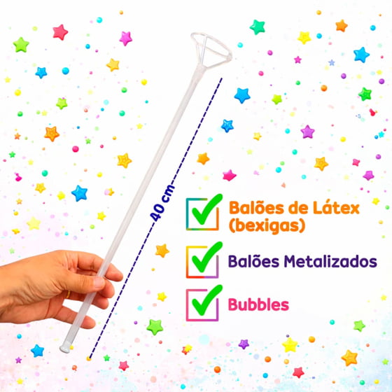 Vareta de Plástico para Balões 40 cm Transparente