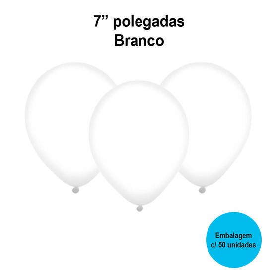 Balão Festball Liso Branco 7'' Polegadas - 50 unidades