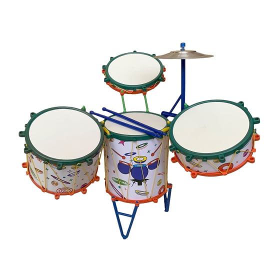 Instrumento Mini Bateria de Brinquedo Infantil 17 Peças