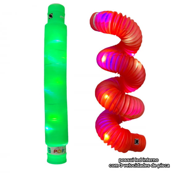Pop Tube com Led Fidget Toy Sensorial Antiestresse