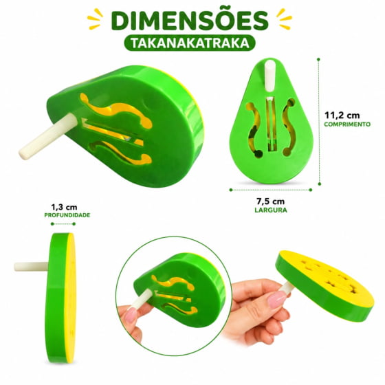 Reco Reco Takanakatraka Faz Barulho ao Girar Verde e Amarelo - Unidade