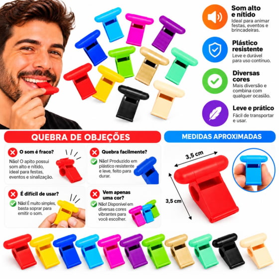 Kit Do Barulho Com 5 Maracas 12 Apitos Alegrar Sua Festa