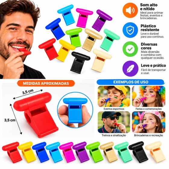 Kit Do Barulho Com 5 Maracas 12 Apitos Alegrar Sua Festa