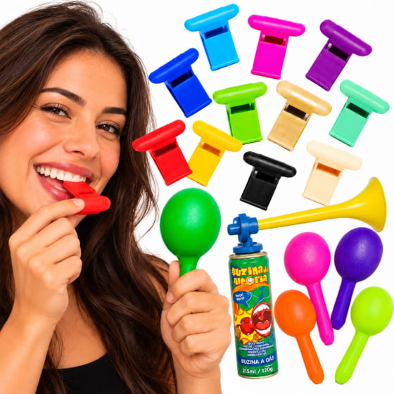Kit Do Barulho Com Buzina Maracas Apitos Alegrar Sua Festa