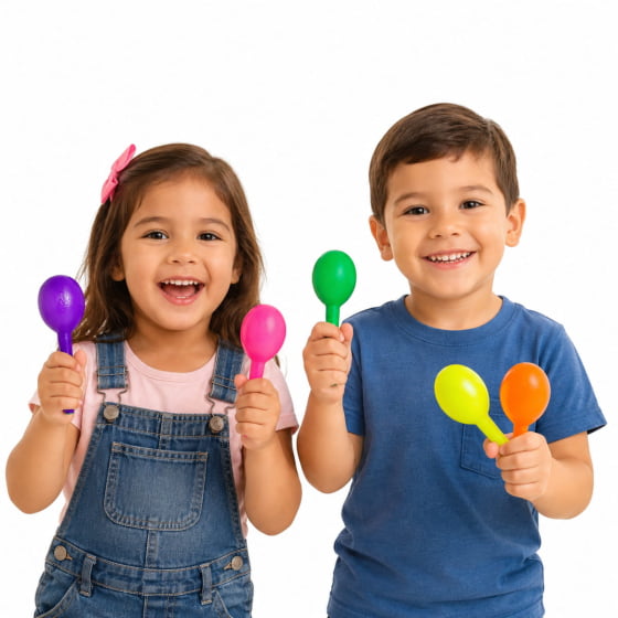 Maraca De Plástico Colorida Musicalização Coordenação Motora - 30 unidades
