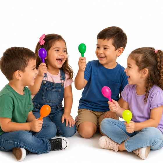 Maraca De Plástico Colorida Musicalização Coordenação Motora - 30 unidades
