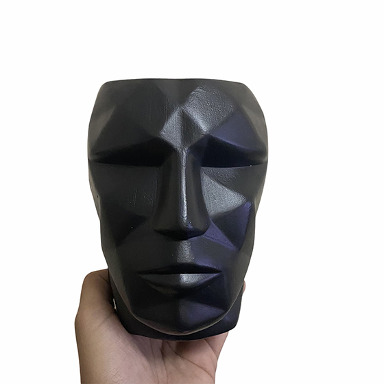 Cachepot 3D Plástico Fosco Preto