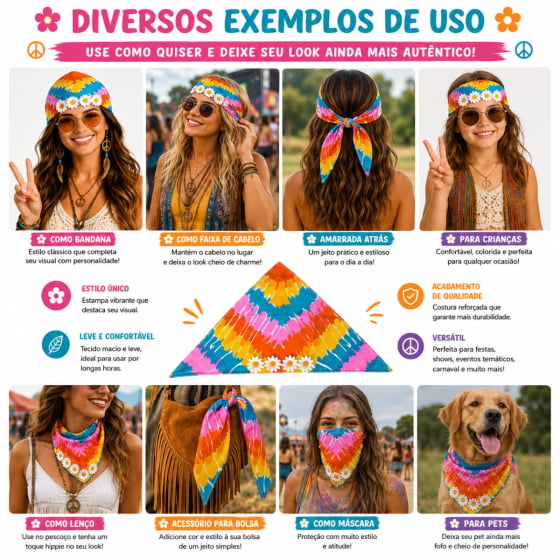 Bandana Colorida Hippie Tye Dye 