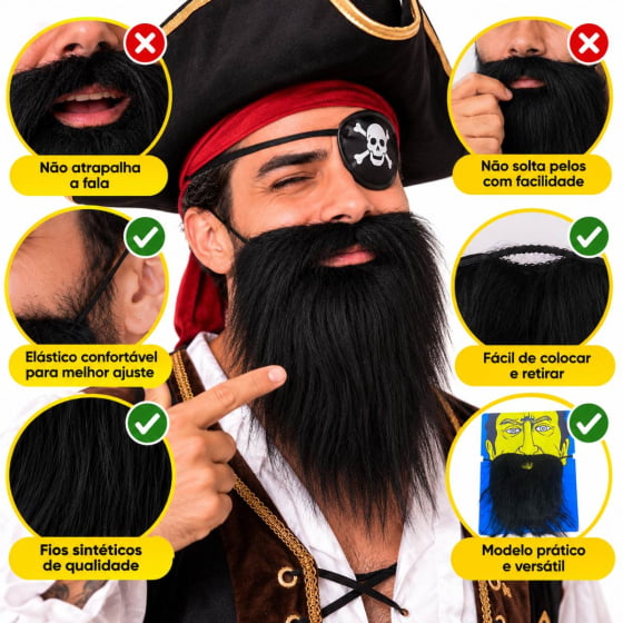 Barba Postiça para Fantasia Escolha a Cor