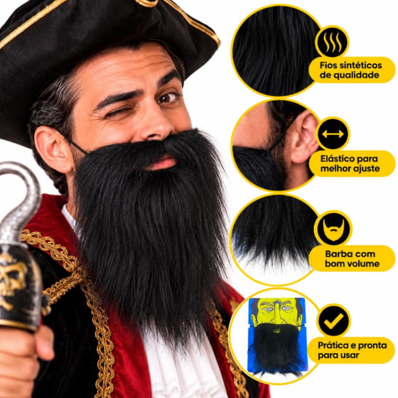 Barba Postiça para Fantasia Escolha a Cor