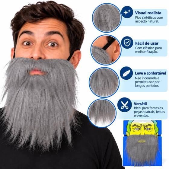 Barba Postiça para Fantasia Escolha a Cor