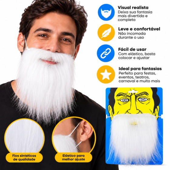 Barba Postiça para Fantasia Escolha a Cor