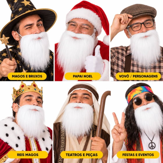 Barba Postiça para Fantasia Escolha a Cor
