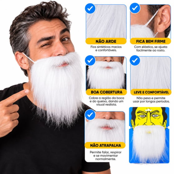 Barba Postiça para Fantasia Escolha a Cor
