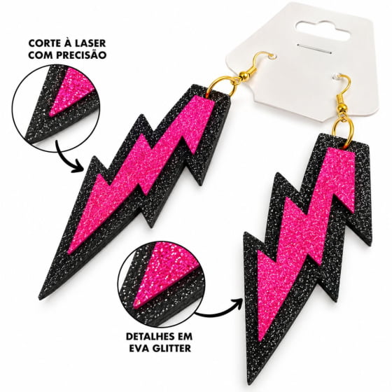 Brinco EVA Raio Fantasia Anos 80 Trend