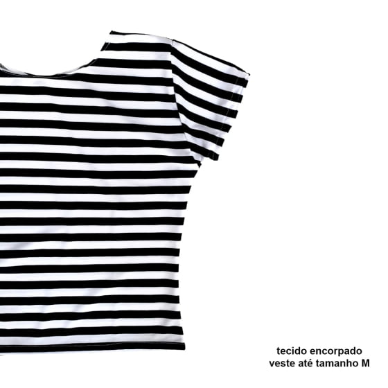 Camiseta T-Shirt Blusinha Listrada Preto e Branco Fantasia