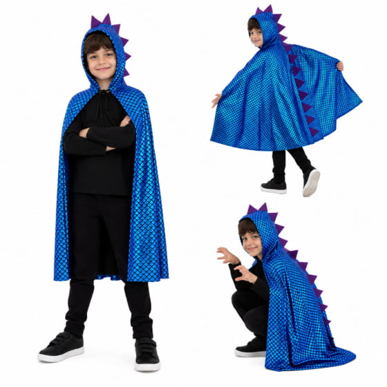 Capa Dinossauro Escama com Capuz Infantil Escolha Cor
