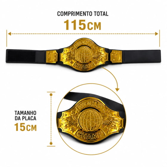 Cinturão Dourado Lutador Boxe Campeão Fantasia Carnaval