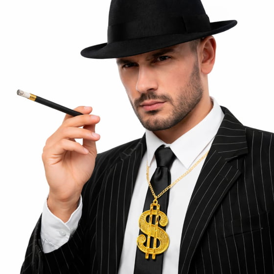 Colar Cifrão de Plástico Dourado para Fantasia