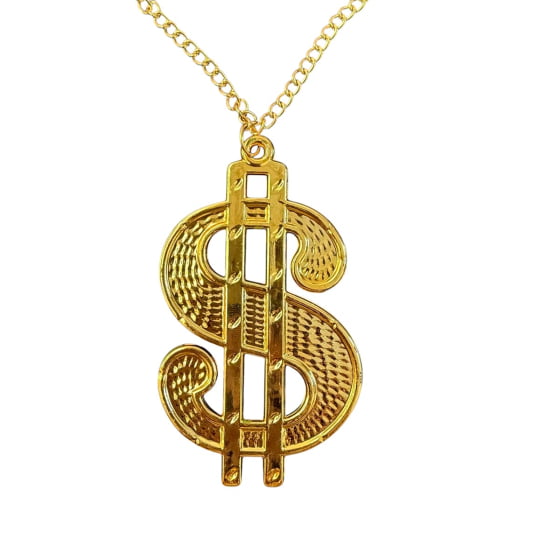 Colar Cifrão de Plástico Dourado para Fantasia
