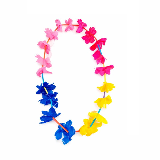 Colar Havaiano Tradicional Colorido - 12 unidades