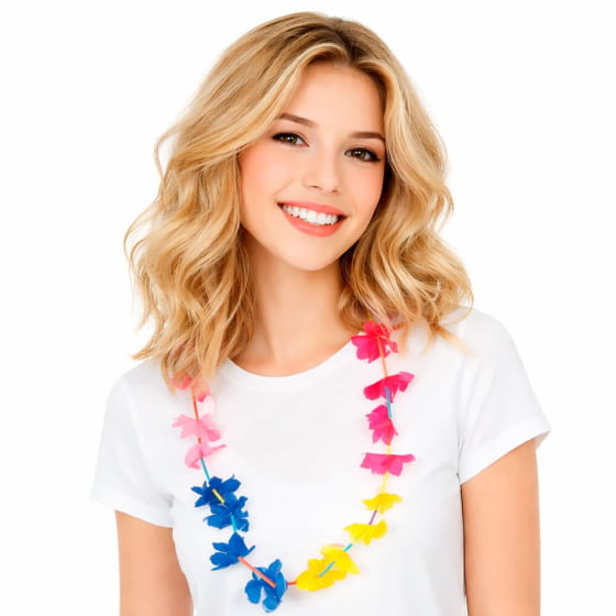 Colar Havaiano Tradicional Colorido - 12 unidades