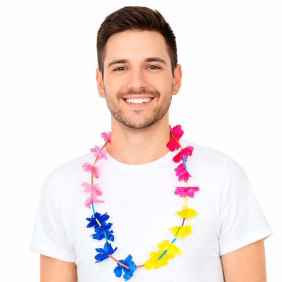 Colar Havaiano Tradicional Colorido - 12 unidades