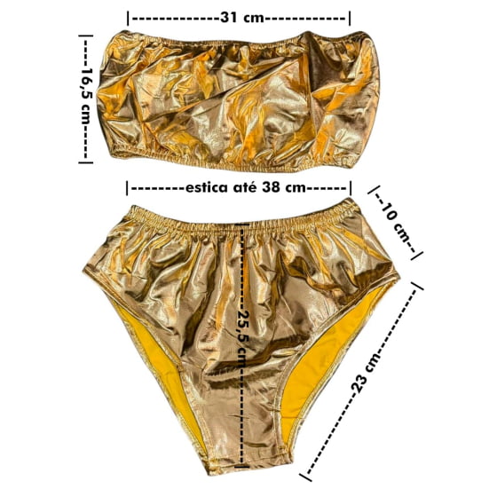 Conjunto Biquini Hot Pants Laminado Metalizado Coleção Carnaval