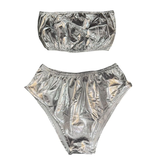 Conjunto Biquini Hot Pants Laminado Metalizado Coleção Carnaval