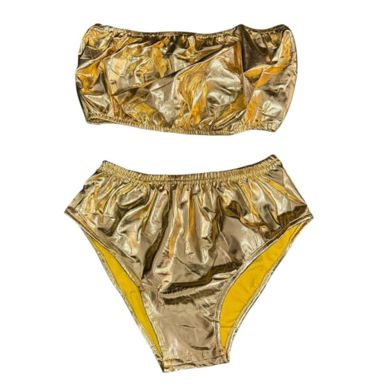 Conjunto Biquini Hot Pants Laminado Metalizado Coleção Carnaval